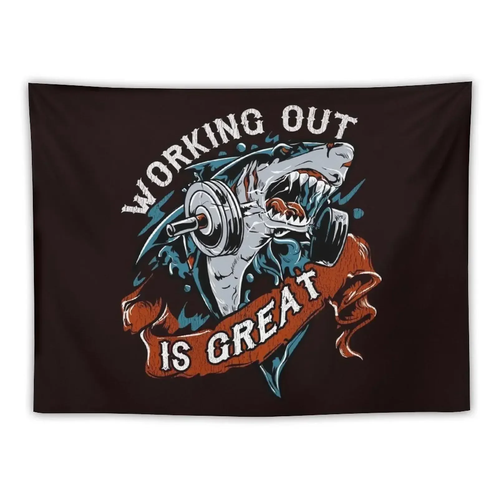 Shark Workout Weightlifting Powerlifting Bodybuilding Deadlifting Tapestry Room Aesthetic Decor Bedroom Decoration Tapestry