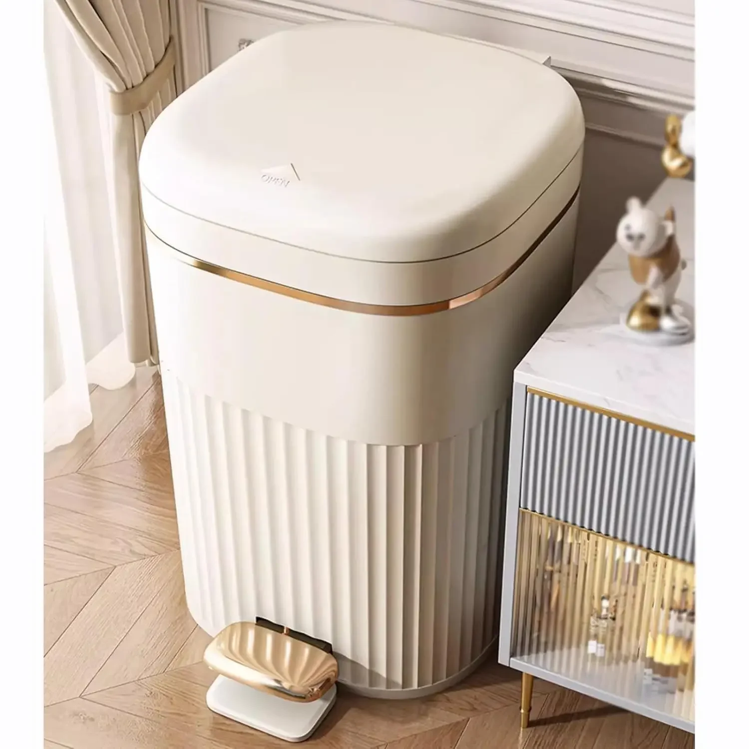 8/10L Foot Pedal Trash Can Waterproof Bathroom Waste Bins with Lid Large Capacity Garbage Bin Luxury Office Kitchen Trash Can