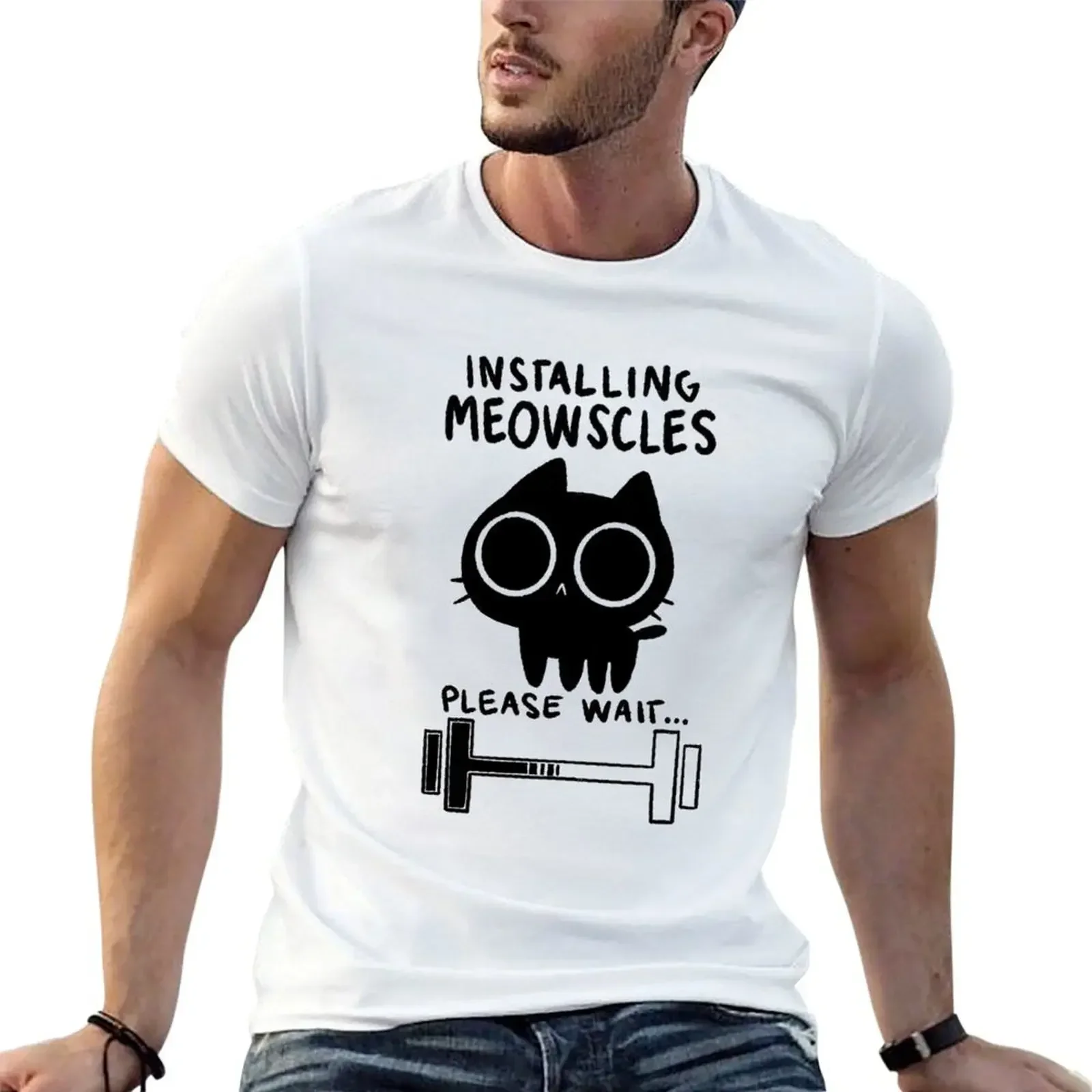 Installing Meowscles T-Shirt graphic tee shirt basketball graphic tees oversized t shirt graphic t shirts t shirts men