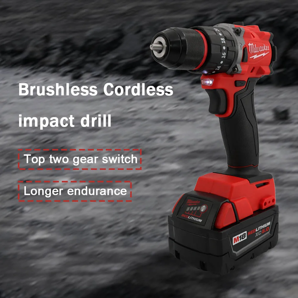 Milwaukee Small Electric Drill 150N.m brushless Cordless Impact Drill of Decoration Team Uses 18V Milwaukee Battery Power Tool