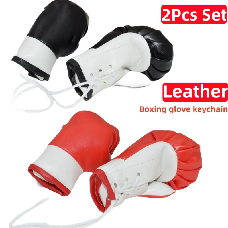 Large 10CM Boxing Gloves 2 Packs Leather Boxing Glove Keychain Ornament for Car Mirror Home for Hanging Decoration Accessories