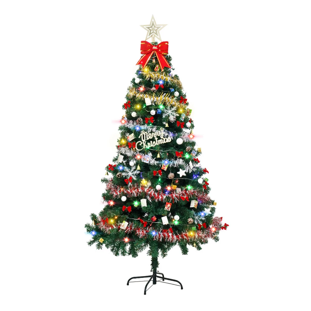 1.5/1.8/2.1m Christmas Tree Set Simulated Christmas Tree Ornament Glowing Christmas Decoration for Shopping Mall Showcase Decor