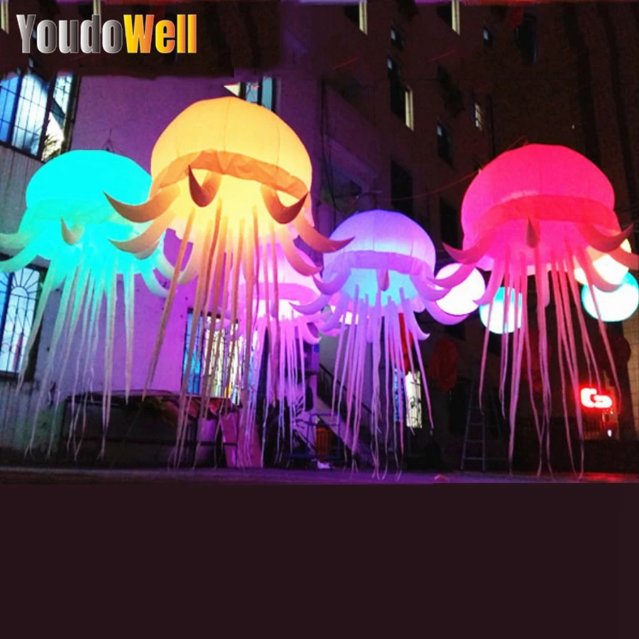 

Exquisite Giant Hanging High Quality Inflatable Jellyfish Ningbang Long Ditch Color Changing LED Light Large Event Decoration