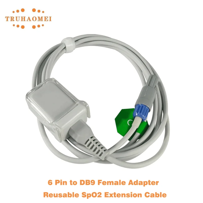 6 Pin to DB9 Female Adapter Reusable SpO2 Extension Cable for Mindray Monitors PM7000 PM8000 PM9000 MEC1000 VS800 0010-20-42594