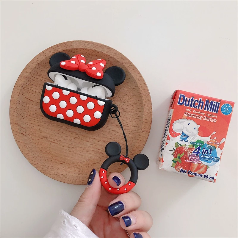 Disney-Caso bonito sem fio Bluetooth Headphone, desenhos animados 3D, Mickey, Minnie, AirPods Pro, estojo protetor macio, Apple 1, 2, 3 Generation