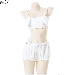 AniLV Cartoon Anime Kawaii Girl Bunny Plush Pajamas Sleepwear Costume Women Cute Rabbit Uniform Cosplay