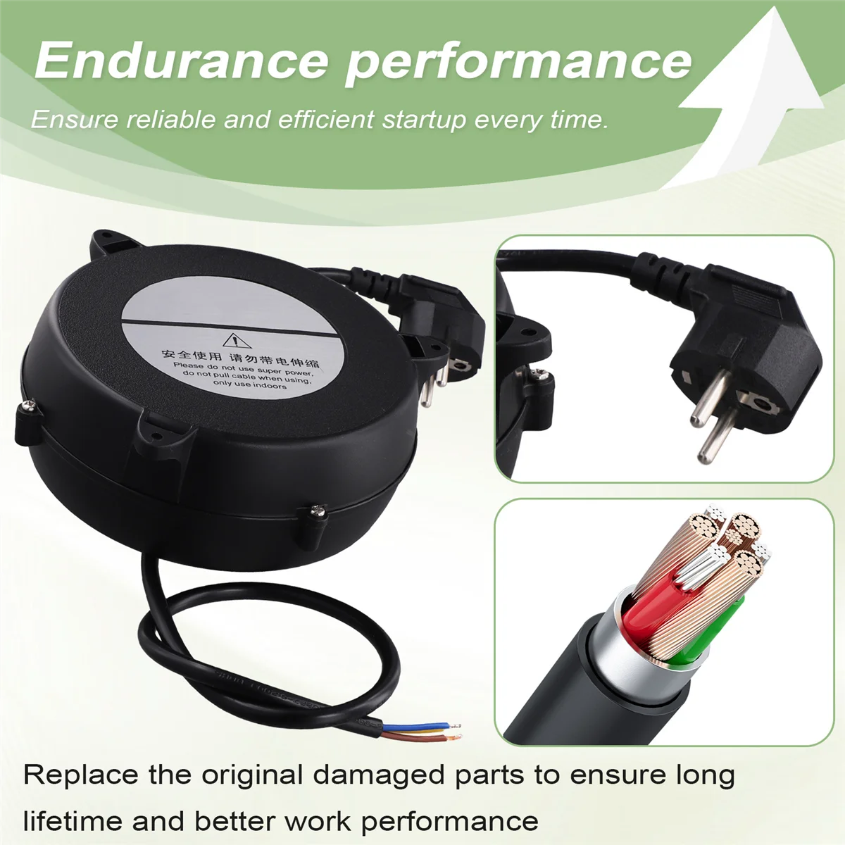 AA98 Small Automatic Retractable Wire Winding Device, Retractable Storage Reel, Automatic Winding Reel EU Plug