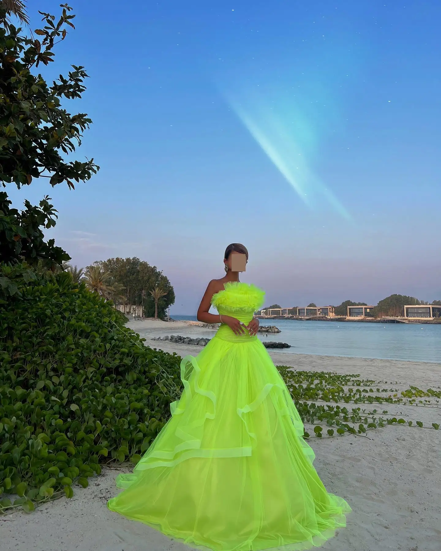 

Customized Temperament Organza A-Line Ruffles Tiered Evening Dress Fashion Sleeveless Strapless Floor Length Celebrity Gowns
