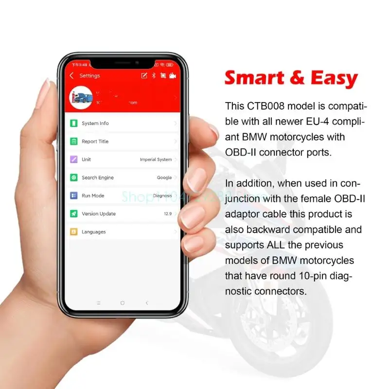 يدعم دراجة نارية لاسلكية obdii دراجة نارية obd الماسح الضوئي أداة قراءة رمز نظيف إعادة تعيين خدمة الفاصلة EU4 موصلات متوافقة #3