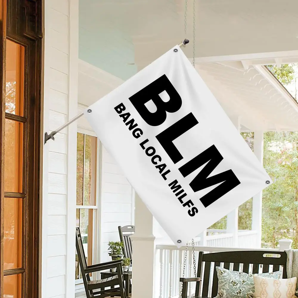 Logo BLM Bang Local Milfs Flags 3x5 Ft Custom Banner For Garage Door Room Decor Wall Out Decoration With Metal Buckle