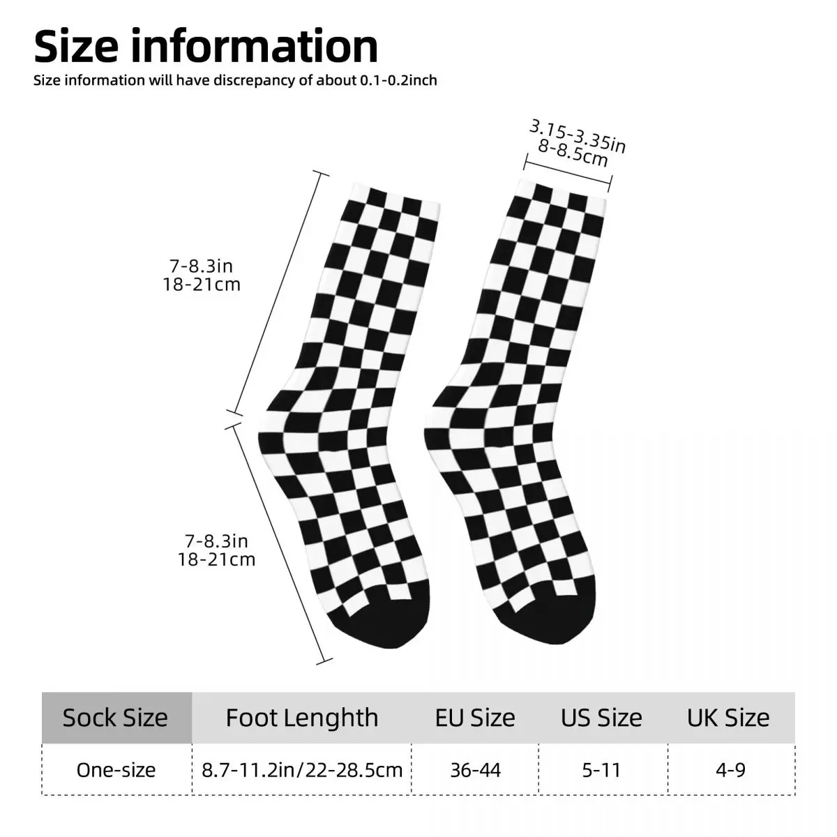 Chaussettes à Carreaux Géométriques Colorées pour Homme et Femme, Noires et Blanches, Happy Racing Moto, Hip Hop, Automne Hiver, Cadeau