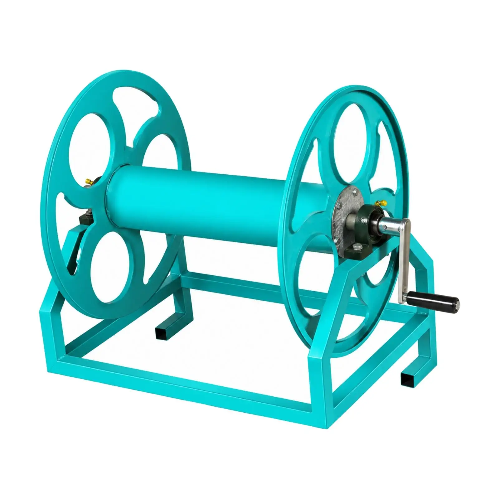 Metal Hand Operated Hose Reel Cart with Extended Connector for Residential Garden and Farm Use