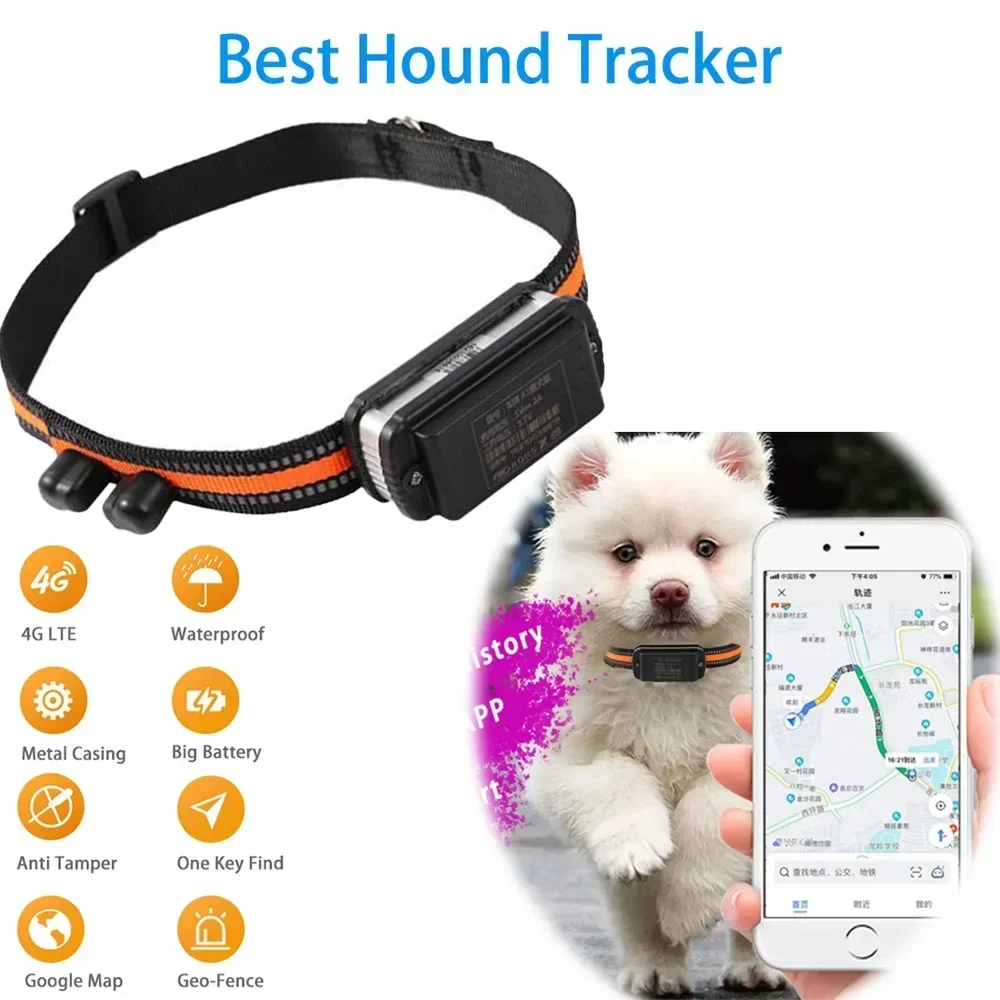 New 4G Hound GPS Locator Hunting Dog GPS Tracker Live Tracking Collar Safety Lock Free APP Smart Finder Pet Dog Anti-loss Device