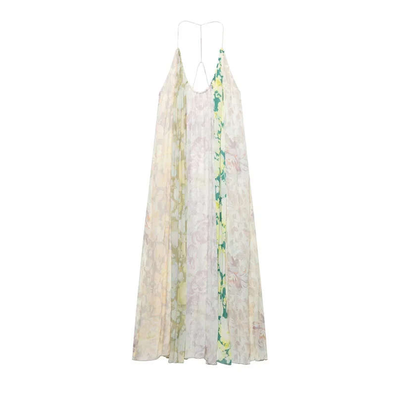 SMVP New Fashion 2025 Spring Summer Dress Casual Chic Women Dress Patchwork Cami Sleeveless Backless Loose Long Vestidos