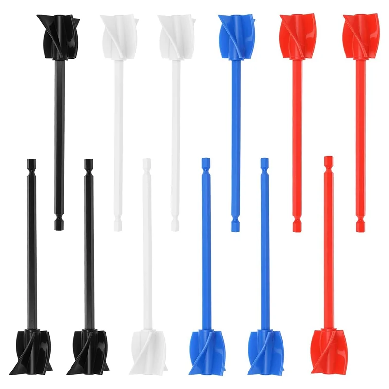 ABVA-Epoxy Mixer Attachment For Drill, 12-Piece Set - Helix Paddles, Paint Stirrers Drill Attachment, 6.5-Inch