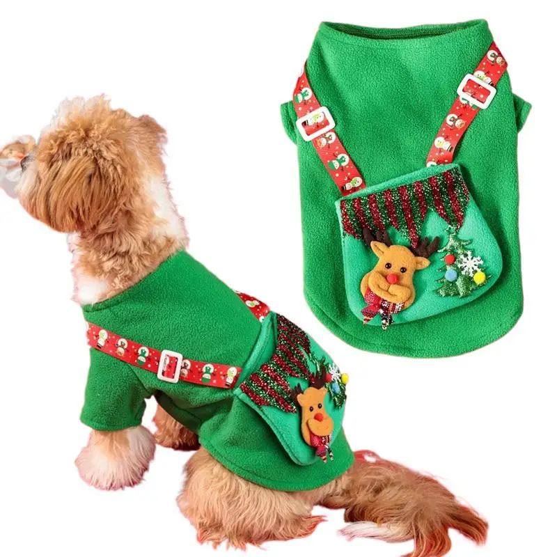 

Small Dog Christmas Outfits Reindeer Backpack Design Christmas Clothes For Medium Pet Winter Festival Pullover Clothes