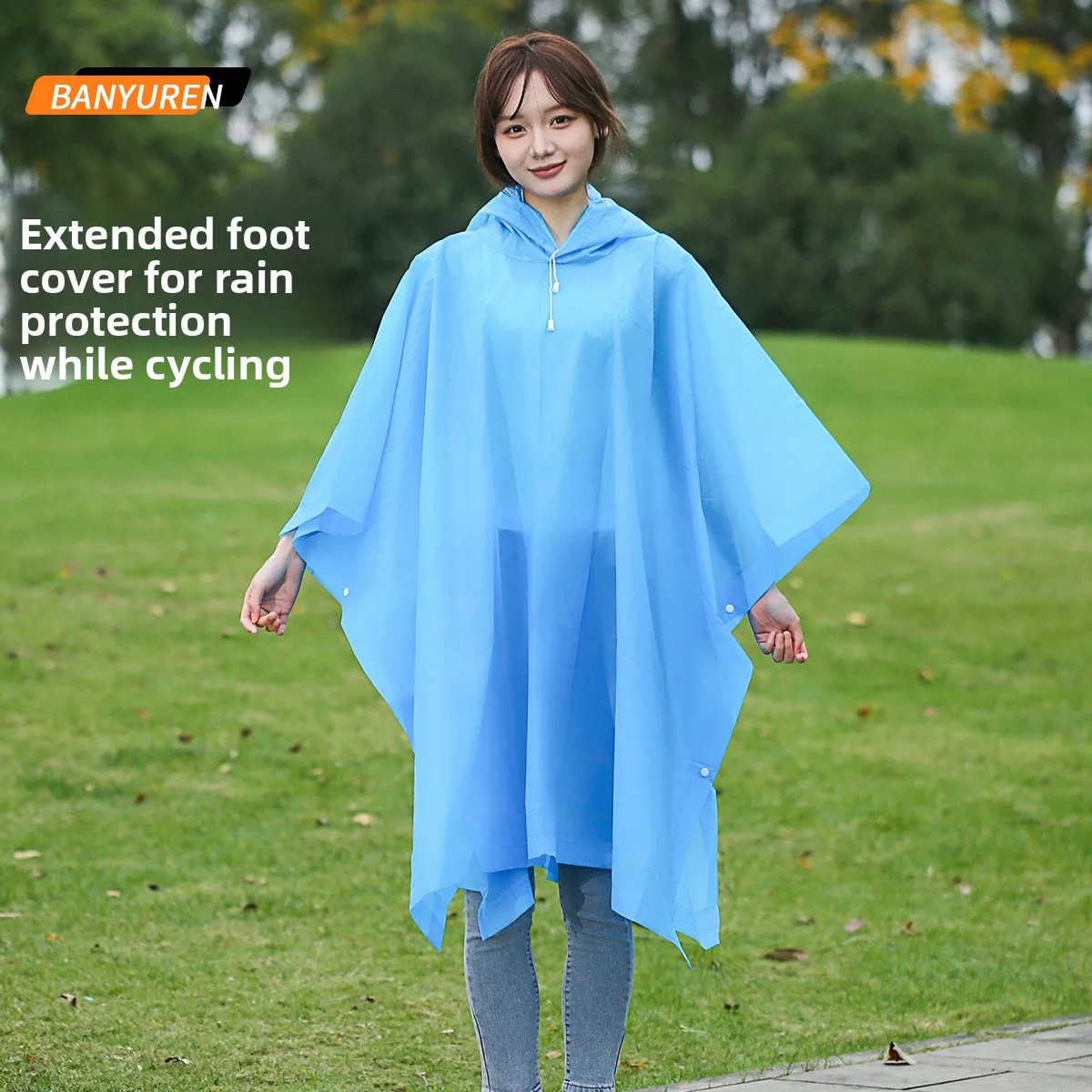 معطف واق من المطر طويل وشفاف وسميك، للجنسين، للاستخدام مرة واحدة، للبالغين، مقاس كبير، محمول، مناسب للمشي لمسافات طويلة والسفر #2