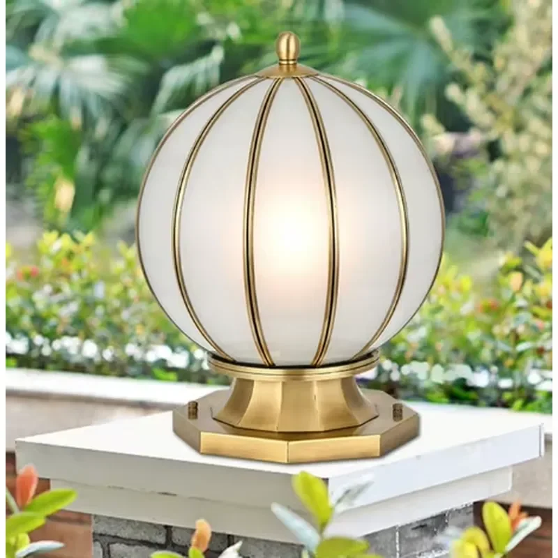Factory Customized Copper Pillar Light Theme Decoration Outdoor Garden Landscape Lamp Main Gate Column Lights