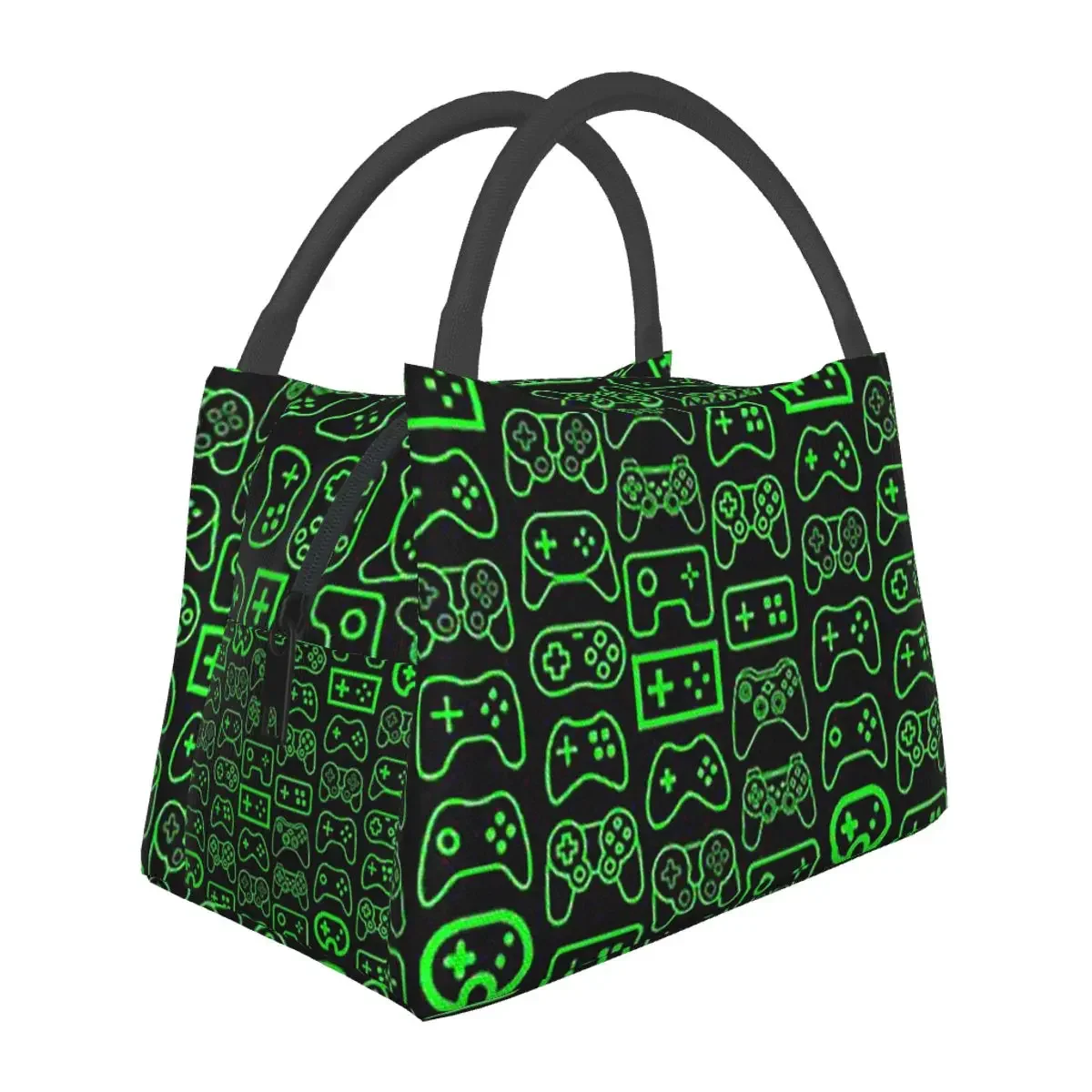 Gaming Controllers Green - Black Variant Lunch Bags Bento Box Lunch Tote Picnic Bags Cooler Thermal Bag for Woman Student Work