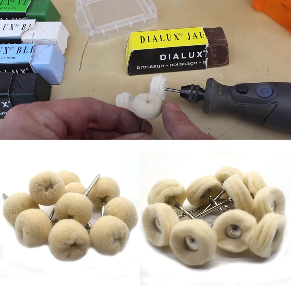 10PCS Felt Polishing Ball Shape Head Brush Felt Buffing Wheel for Jewelry Grinding Dremel Rotary Tool