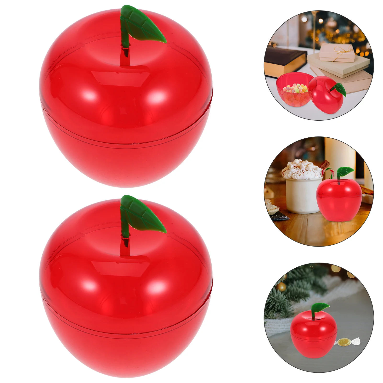 

5 Pcs Cookie Boxes Apple Candy Plastic Christmas Party Favor Red Wedding Gift Storage Case Creative Cookies Child