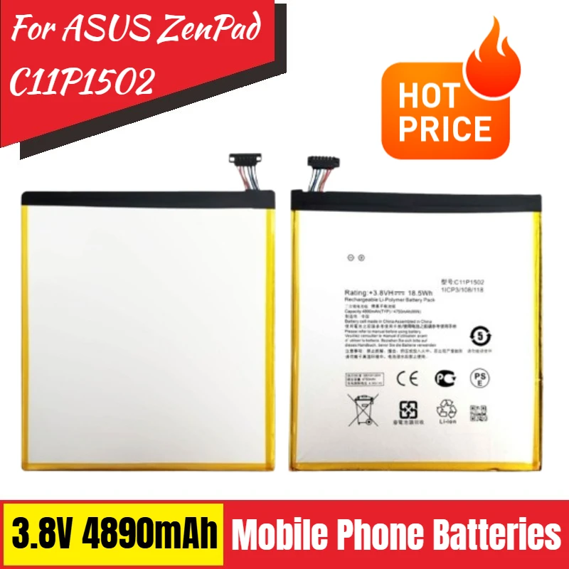 

C11P1502 Battery 3.8V 4890mAh for ASUS ZenPad 10 Z300M Z300C Z300CG Z300CL P01T P023 10.1 Mobile Phone Brand-New High Quality