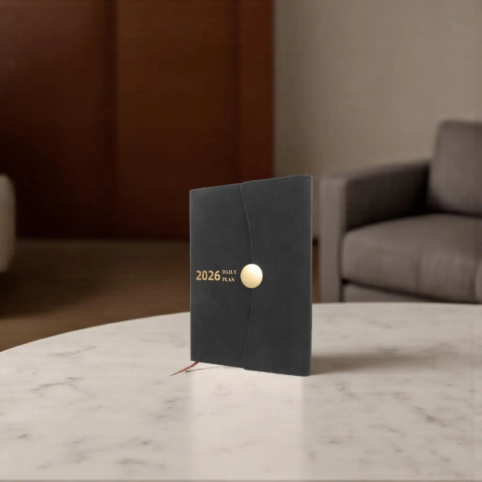 

A5 Daily Planner PU Cover with Monthly Index Bookmarks Portable Notebook for Work School Personal Use Schedule Organizer