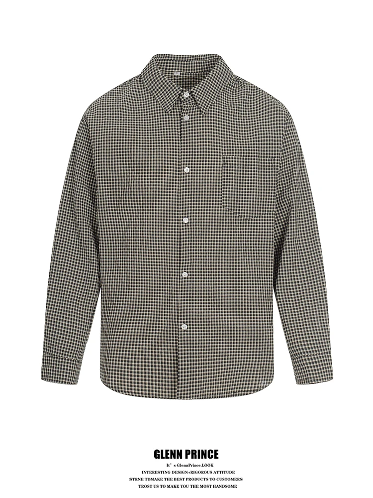 

Мужская удлиненная куртка GPstudio в американском ретро-стиле, клетчатая, базовая, универсальная, для повседневной носки, весенняя, хлопковая...