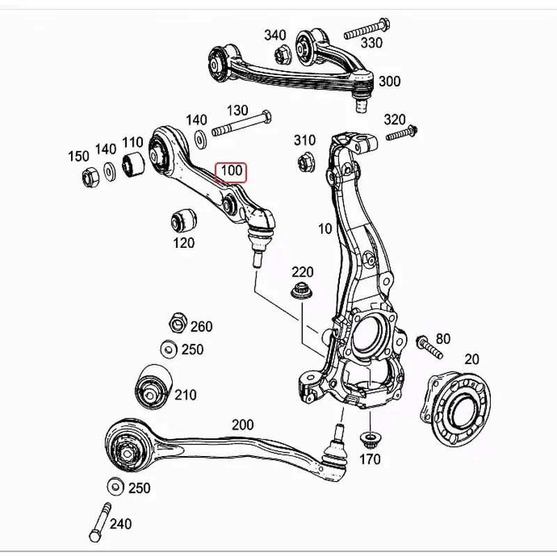 for W222 S600 Right Front Lower Straight Control Arm High Quality Silver Forged Aluminum Body OE Number 2223305801