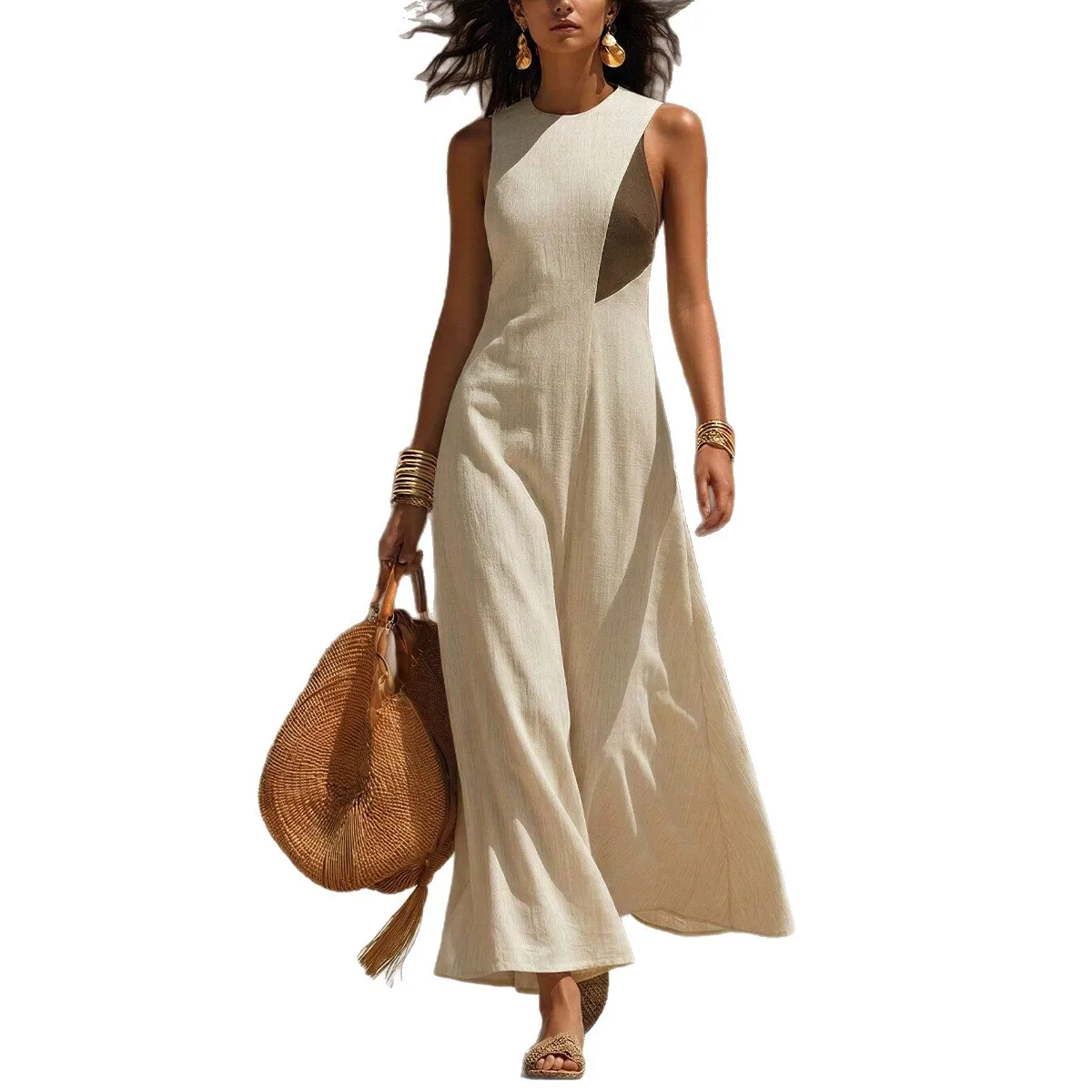 Bohemian Boho Dress Dresses Summer Contrast Color Patchwork Casual Holiday Matching Set Jumpsuit Playsuit 3