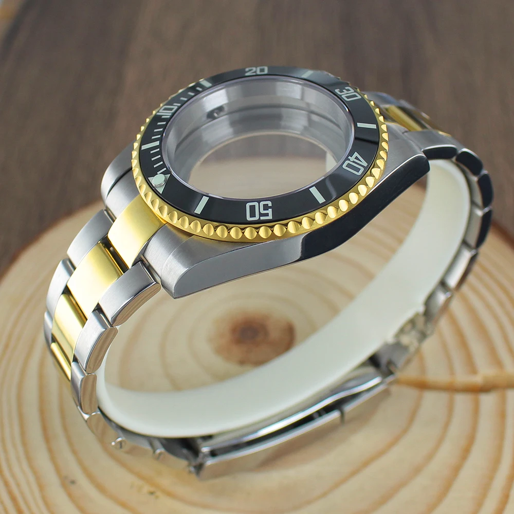 Корпус часов NH35 40 мм, браслет SUB, керамический безель, светящаяся вставка для Seiko NH35 NH36 NH38 8215 2824 PT5000, сапфир, серебро, золото