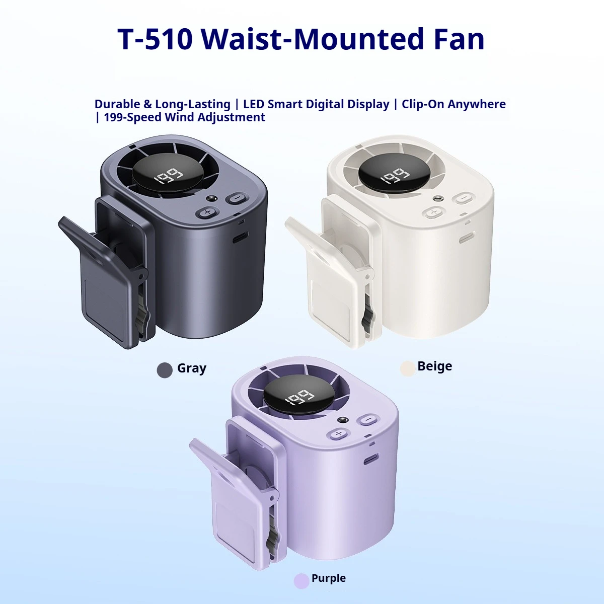 2026 New Waist High-speed Fan Usb Charging Umbrella Hanging Neck Outdoor Portable Mini Fan