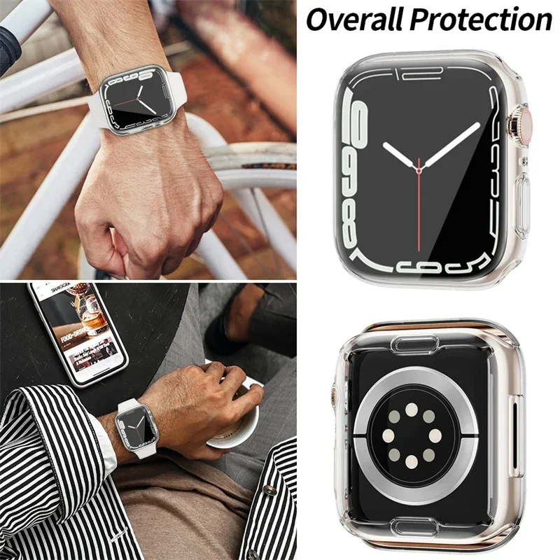 Full Screen Protector For Apple Watch Case 8 45mm 41mm 44MM 40MM 42mm TPU bumper Cover for iwatch series 7 6 5 4 3 2 accessories