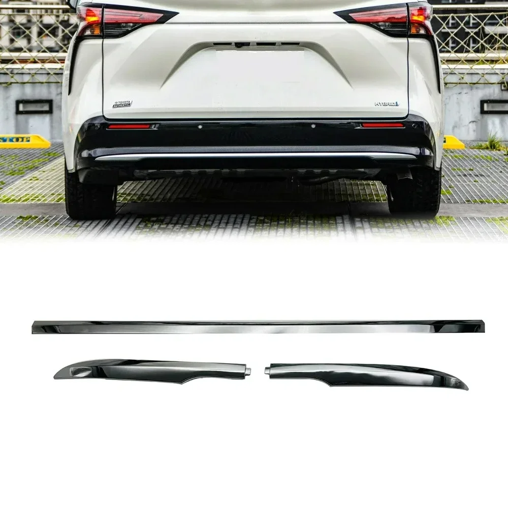 Car Rear Trunk Bumper Bottom Cover Trim For Toyota Sienna 2021 2022 2023 2024 Chrome Tailgate Boot Molding Strip Accessories