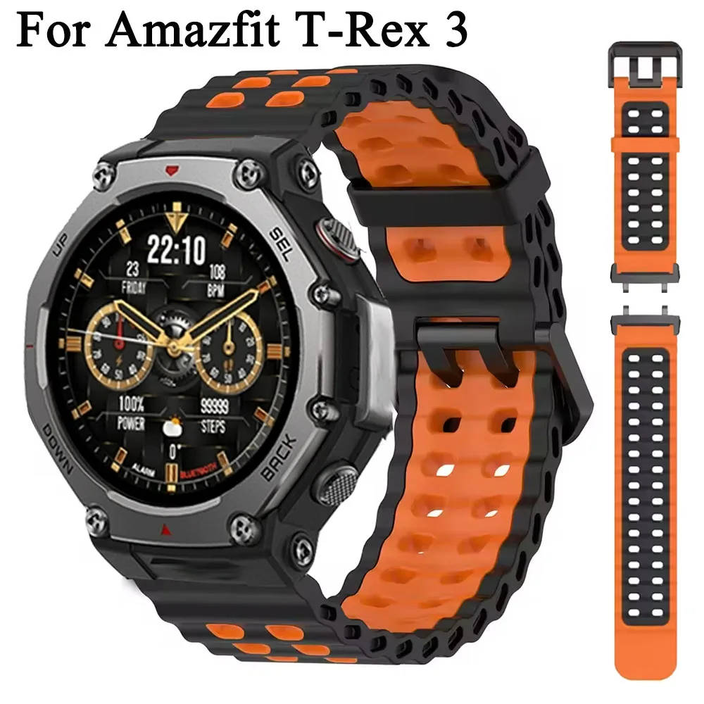 Correa deportiva de silicona para Amazfit T-Rex3, pulsera de reloj oceánico, accesorio para reloj inteligente Amazfit T-REX3, Correa para hombres y mujeres