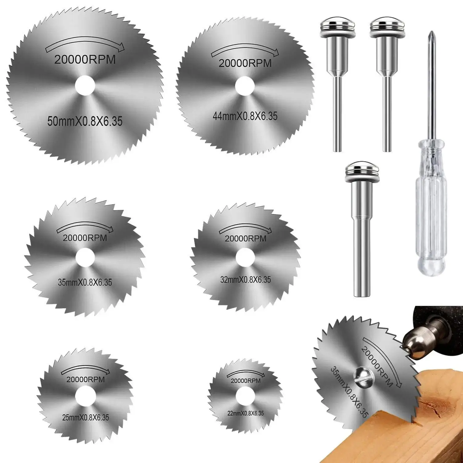 6Pcs HSS Drill Saw Blades for Dremel Rotary Tool Cutting Discs Wood Plastic Aluminum with 1/8