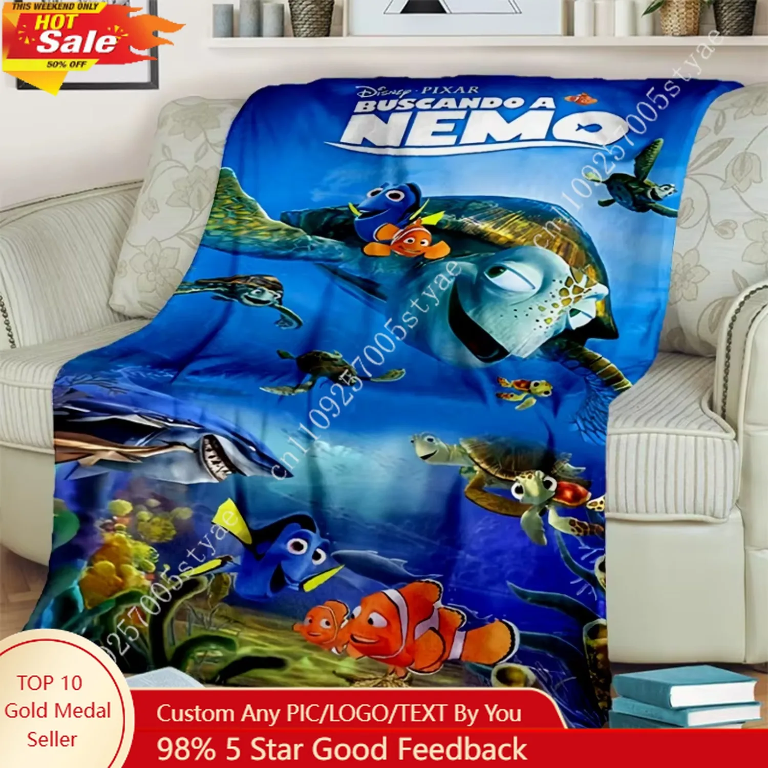 

2026 New Disney Cartoon Finding Nemo Underwater World Gift Soft Flannel Blanket,Throw Blanket Beds Sofa Home Bedroom Cover