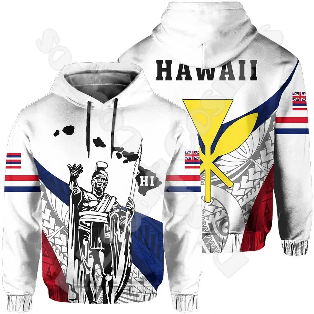 

Polynesian Hawaii King Kamehameha Country Flag Tribe Hawaiian Tattoo Retro Tracksuit Harajuku 3DPrint Casual Jacket Hoodies X11