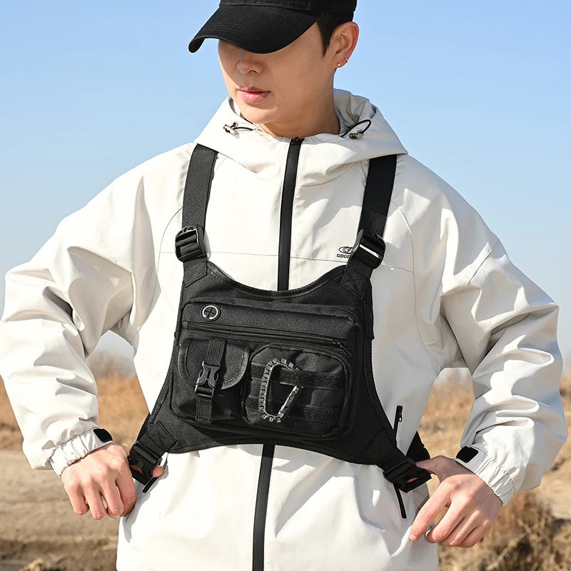 Outdoor Tactical Vest Bag, Multi‑pocket Wear‑resistant Portable Storage Chest Pack for Cycling Sports