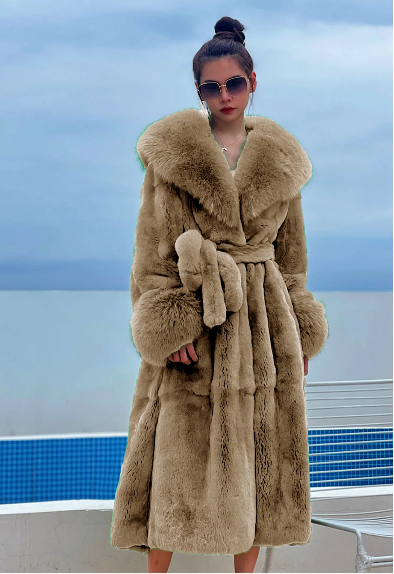 Women's Parker Winter Fur Warm Large Size Solid Color Fur & Faux Fur Women New Casual Long Sleeve Temperament Women Fur Coat Y72