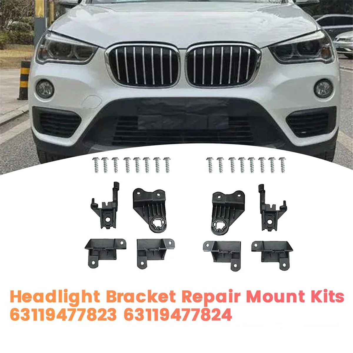 Montagesätze für die Reparaturhalterung der linken vorderen Scheinwerfer 63119477823   Für BMW X1 X2 F39 F48 F49 17-22 Scheinwerferlampe mit fester Klaue