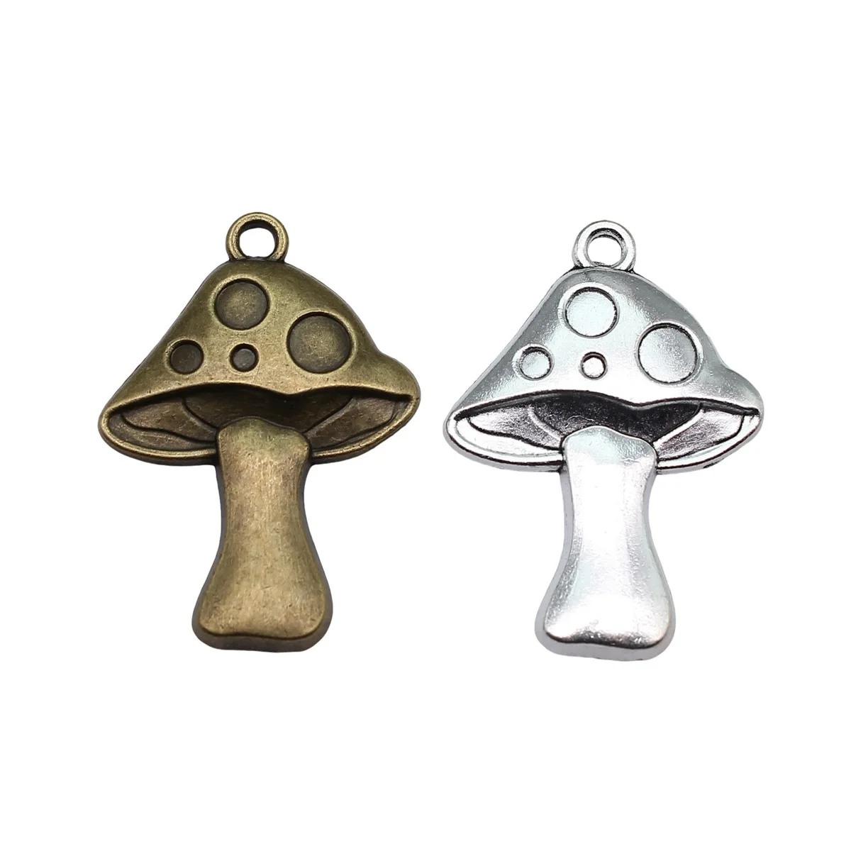 WYSIWYG 4pcs 40x29mm 2 Colors Antique Bronze Color Antique Silver Color Mushroom Charms For DIY Jewelry Making