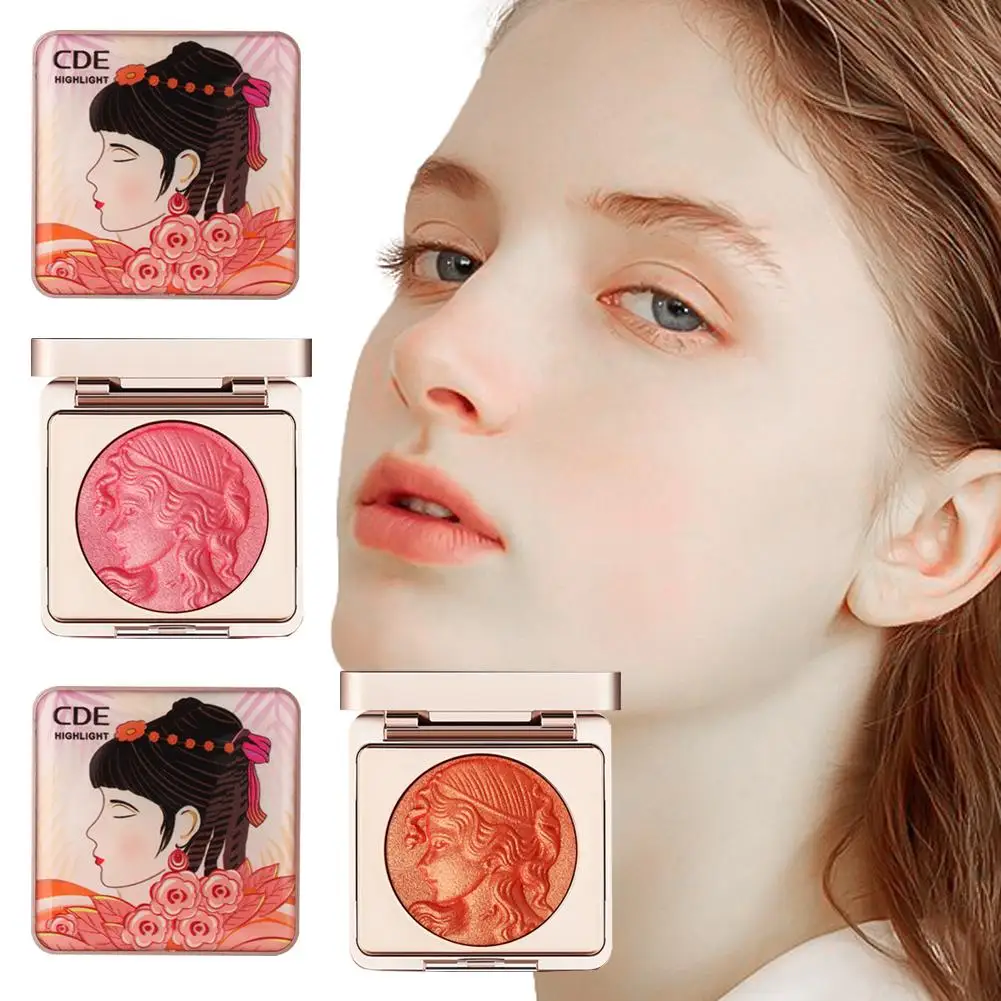 Embossed Powder Blush Face Makeup Matte Shimmer Waterproof Brightening Cheek Natural Nude L1Y6