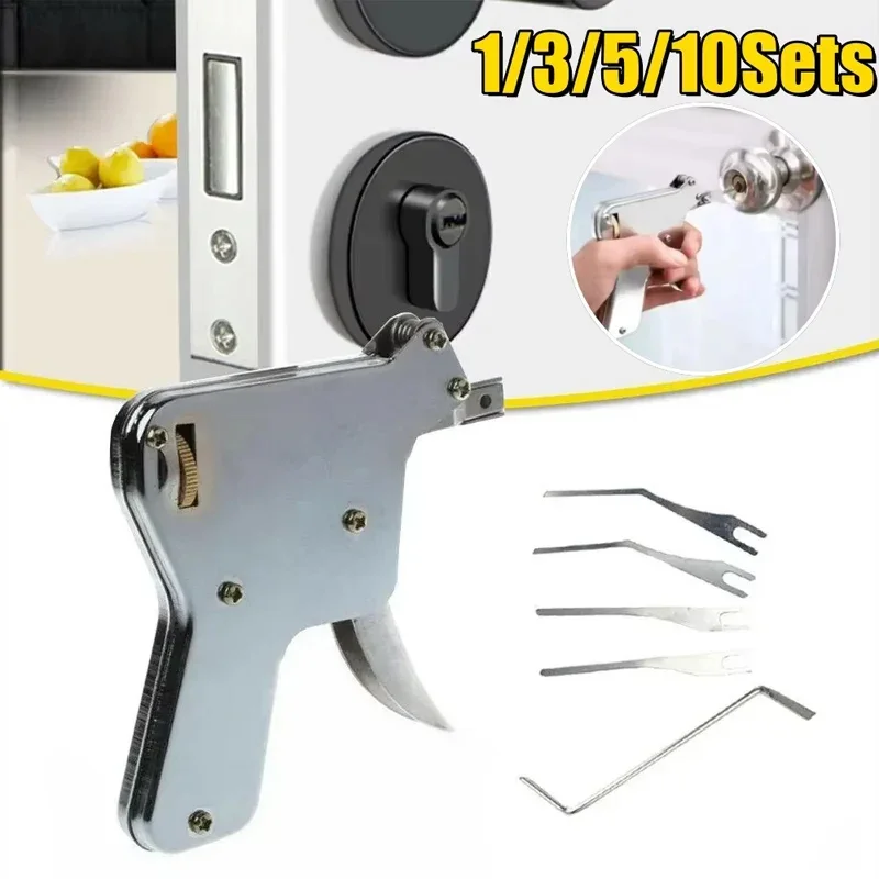 Stainless Steel Door Opener Locksmith Tool Strong Manual Padlock Repair Tools Kit Lock Pick Gun Opener Gun-Repair Tool