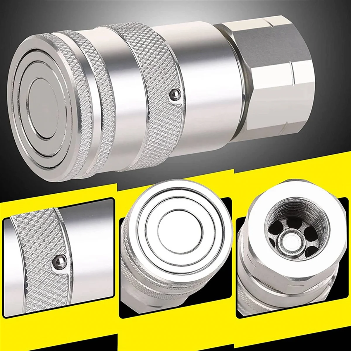 1/2Inch NPT Hydraulic Coupler Skid Steer Bobcat Flat Face Quick Connect Couplings with 2PCS Dust Cap