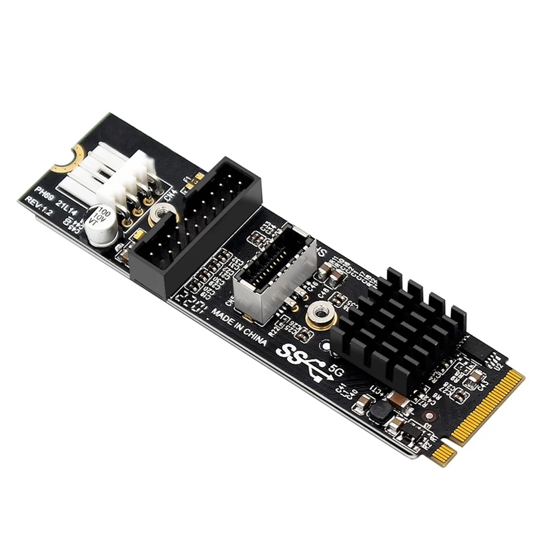 M.2 Pcie To USB3.0 Type-E & C+19 / 20P Interface Expansion Card M.2 Mkey To Pcie Adapter 5Gbps Adapter Card VL805