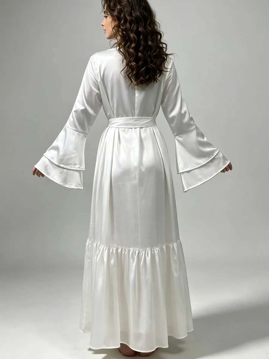 Elegant Satin Women Long Maxi Dress Turkey Islamic Kaftan Soild Color Abaya Cocktail Party Caftan Muslim Robes Ramadan Gown Arab