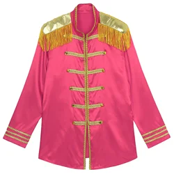 Mens Circus Ringmaster Pepper Costume Cosplay Military batterista Parade Jacket Star 1960s Xmas Royal Guard King capispalla lunga