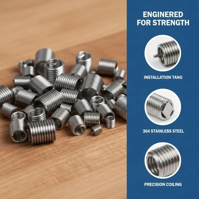 M3-M12 Wire Thread Insert Fastening Repair Kit Durable Metal Thread Fix Set for Machinery Maintenance Workers