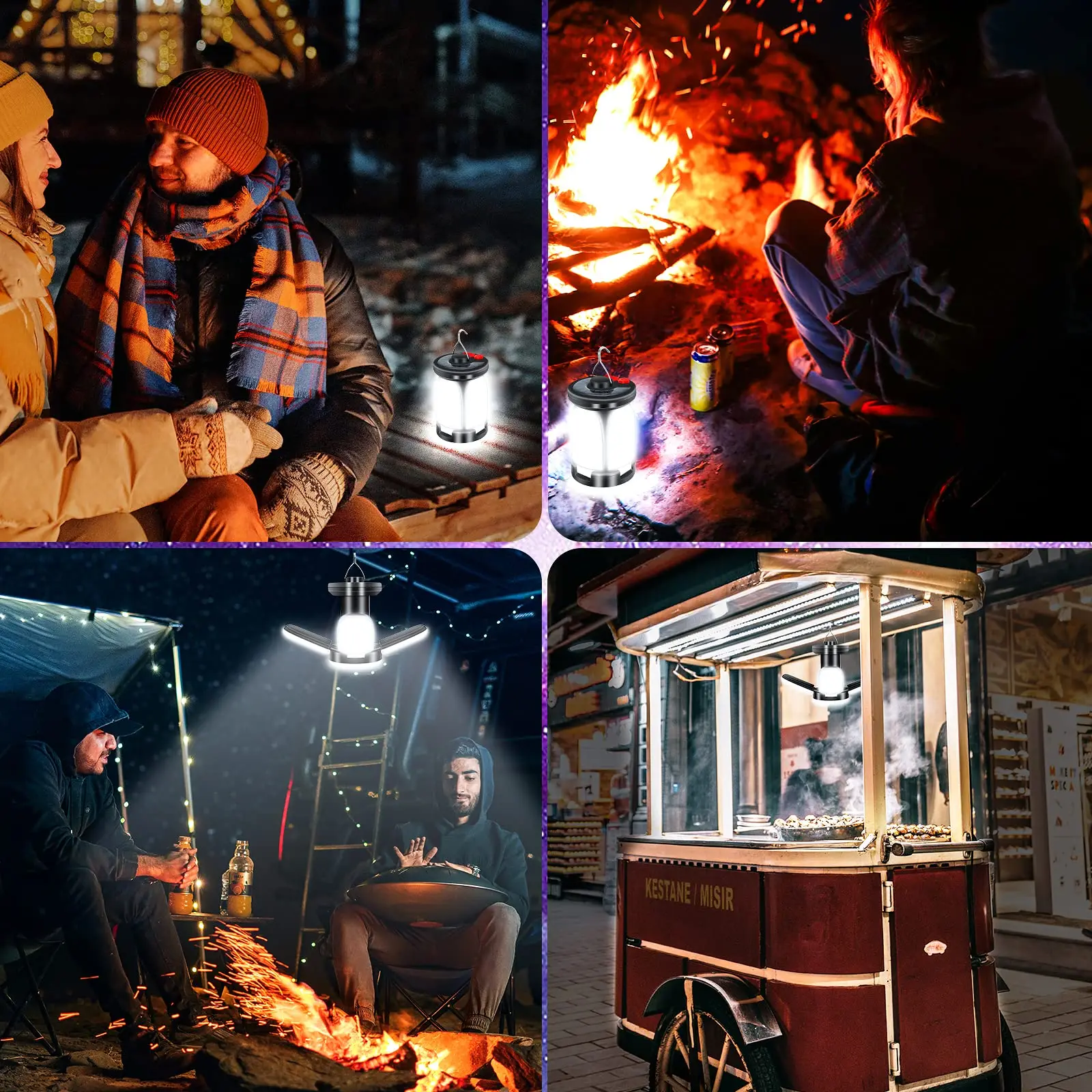 Outdoor Camping Lantern LED Light 6 Modes 60 LED Ultra Bright Tent Light USB Solar Rechargeable Fishing Hiking Party Camp Light